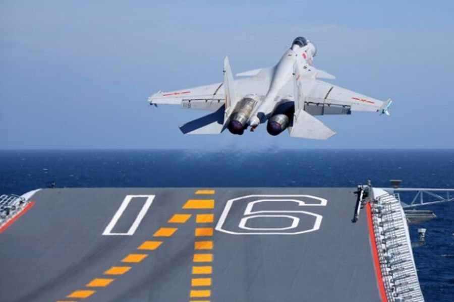 China unveiled an updated J-15 fighter jet for use on aircraft carriers