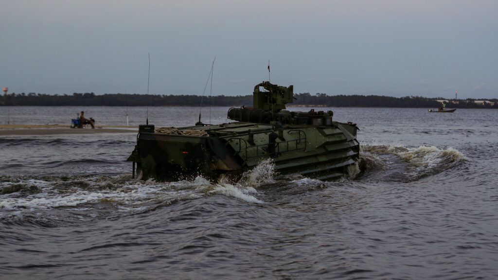 AAV-7 Amphibious Vehicles will wait at the Shore