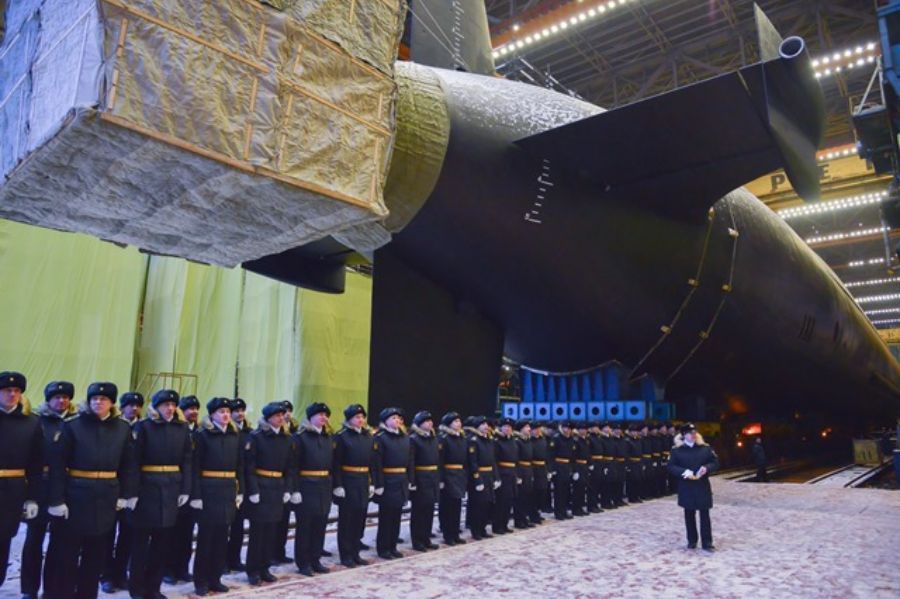 The Russian navy has launched its new Borei-A ballistic missile submarine.