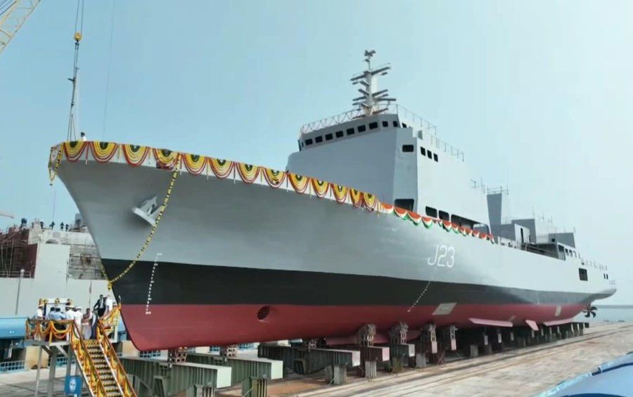 GRSE Launches 3rd Large Survey Vessel for The Indian Navy