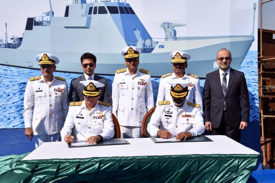  Karachi Shipyard Lays Keel of 1st Indigenously Designed Gun Boat