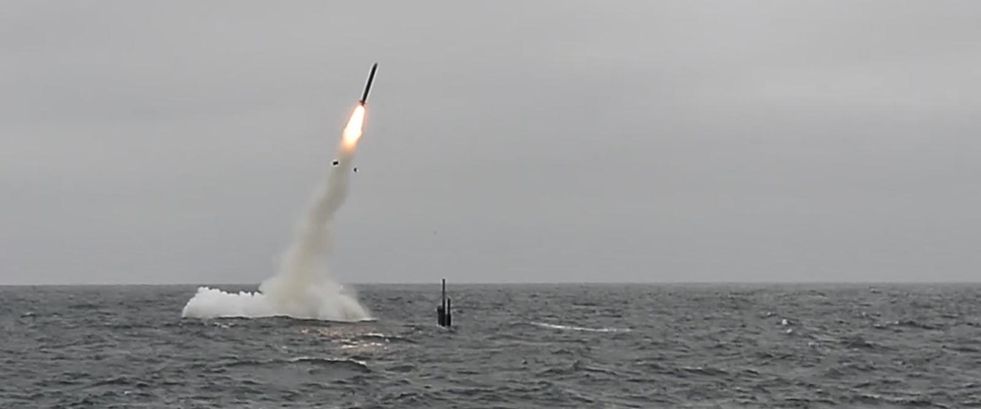 The USS Annapolis (SSN-760) launches a Tomahawk missile.