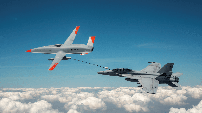 Unmanned Aerial Tanker Refuels F/A-18 Hornet 