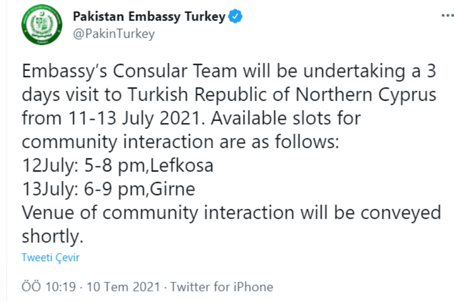 Pakistan Spells out “TRNC”s Name
